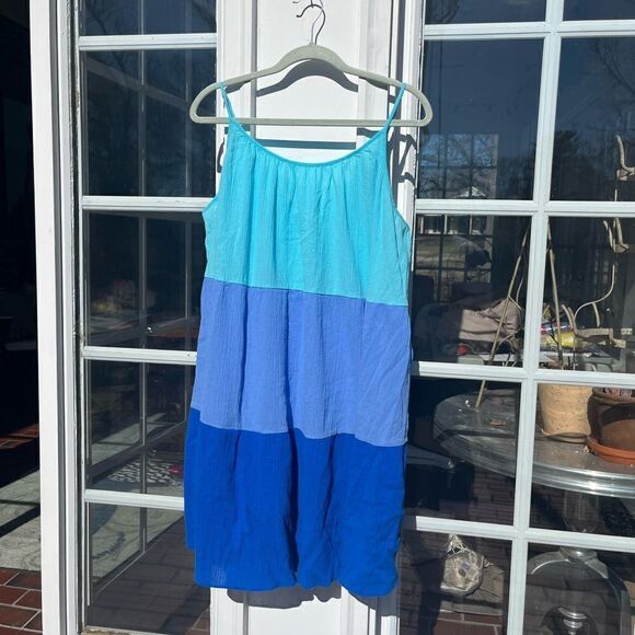 J Crew Colorblock Cotton Gauze Tiered Dress NWT - Picture 2 of 8